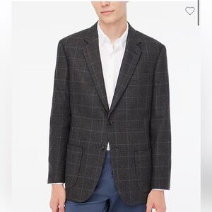 J crew grey brown Classic-fit Thompson plaid wool-blend blazer